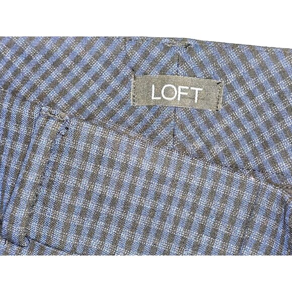 Loft Marisa Skinny Houndstooth Pants Size 10 Blue & Black Cotton Blend - Picture 3 of 10